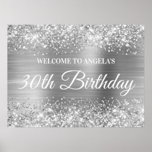 Affiche Bienvenue pour un 30e anniversaire avec paillettes