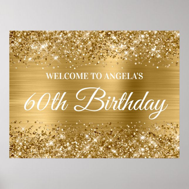 Affiche Bienvenue pour un 60e anniversaire avec paillettes (Devant)