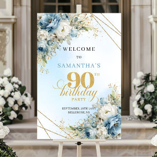 Affiche Bienvenue pour un 90e anniversaire boho poussiéreu