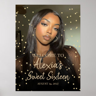 Affiche Bienvenue pour un anniversaire de seize ans en or 