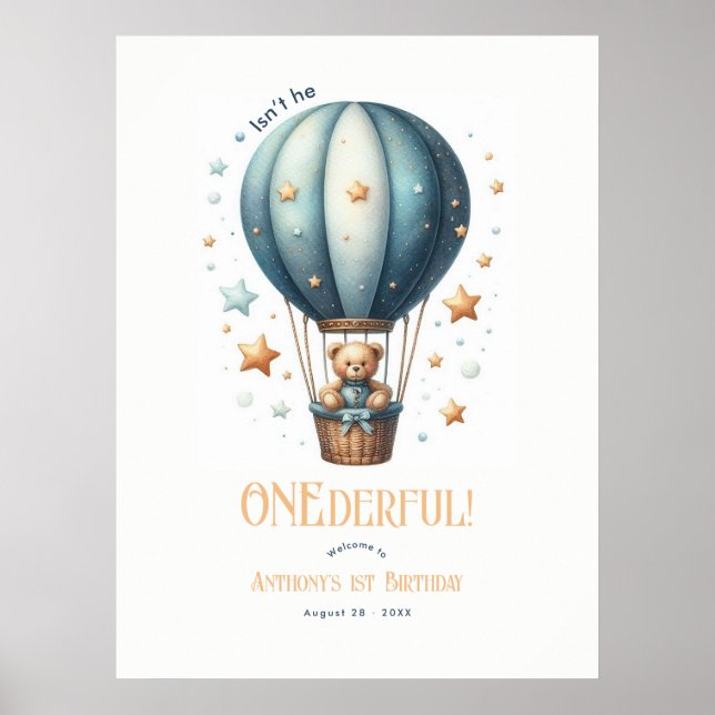 Affiche Bienvenue pour un Premier Anniversaire Merveilleux (Devant)