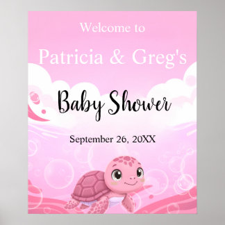 Affiche Bienvenue pour une Baby Shower avec une Fille Tort