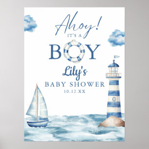 Affiche Bienvenue pour une Fête de Bébé Garçon - Panneau d