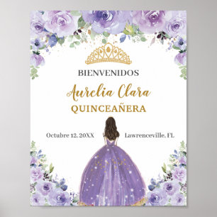 Affiche Bienvenue Quinceañera Fleur de Lilac Pourpre