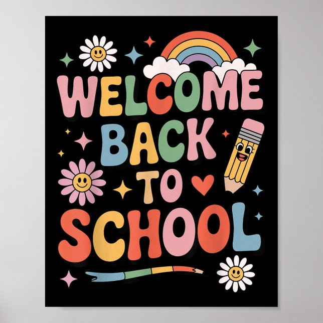 Affiche Bienvenue Retour À L'École Enseignants Retro (Devant)