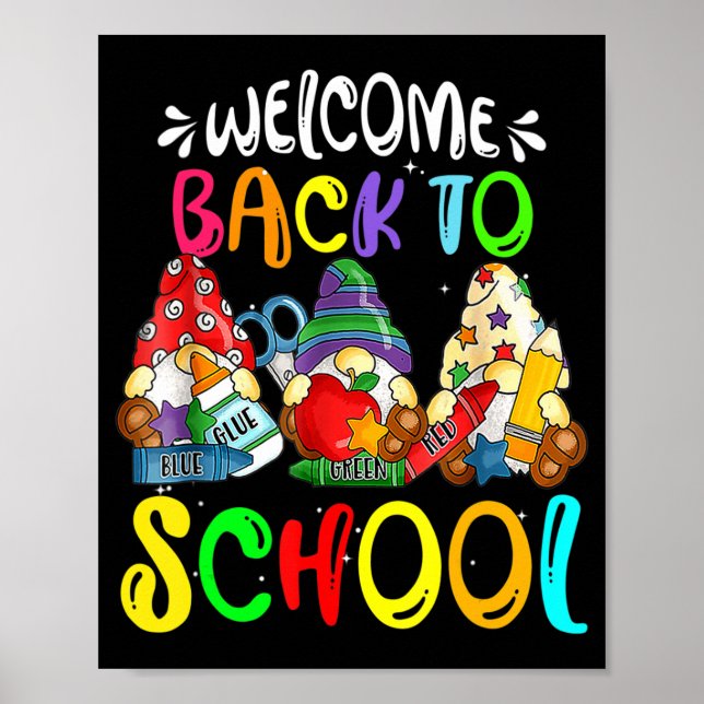 Affiche Bienvenue Retour À L'École Gnomes Fun Enseignants  (Devant)