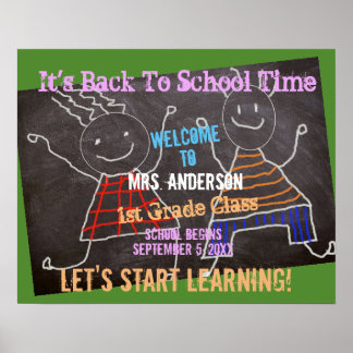 Affiche Bienvenue Retour À L'École Professeur Ajouter Nom