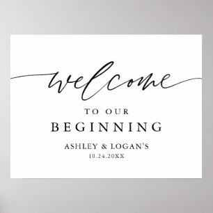 Affiche Bienvenue Rustique À Notre Signe Mariage Débutant