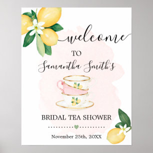 Affiche Bienvenue Signe de Thé Mariage Lemons Rose