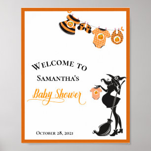 Affiche Bienvenue Sorcière  Halloween  Baby Shower