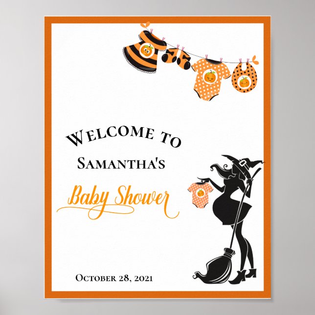 Affiche Bienvenue Sorcière  Halloween  Baby Shower (Devant)