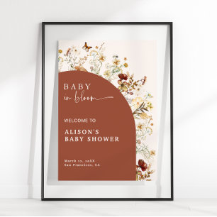 Affiche Bienvenue sous la douche Bébé en fleurs Sauvage Fl