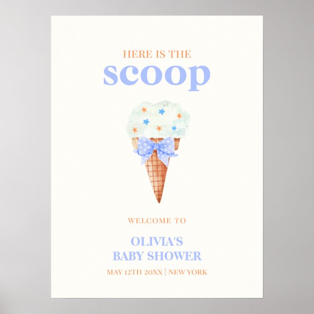 Affiche Bienvenue Summer Bow Star Baby shower de crème gla (Devant)