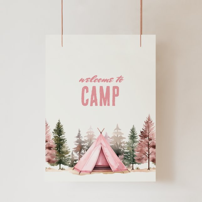 Affiche Bienvenue sur l'affiche de Camping Camp Pink Tent (Créateur téléchargé)
