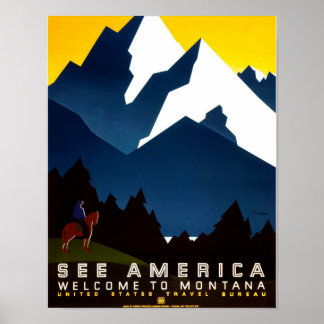 Affiche Bienvenue sur l'affiche WPA Vintage de Montana