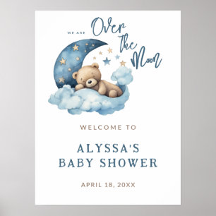 Affiche Bienvenue sur le Baby shower de la Lune