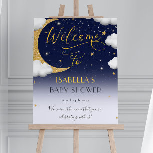 Affiche Bienvenue sur le Baby shower de la Lune