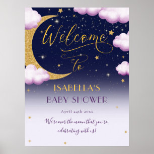 Affiche Bienvenue sur le Baby shower de la lune