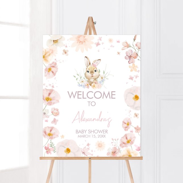 Affiche Bienvenue sur le Baby shower de lapin Somebunny (Rabbit Somebunny Baby Shower Welcome Sign)