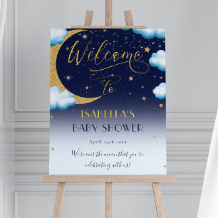 Affiche Bienvenue sur le Baby shower des garçons de la lun