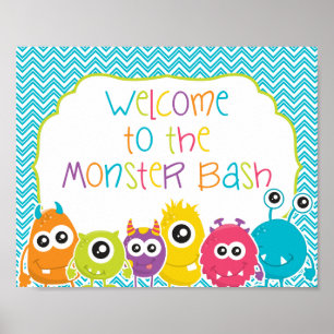Affiche Bienvenue sur le panneau d'anniversaire Monster Ba