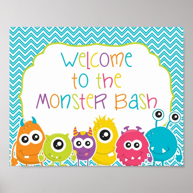Affiche Bienvenue sur le panneau d'anniversaire Monster Ba (Devant)