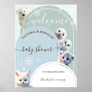 Affiche Bienvenue sur le thème des animaux arctiques en hi