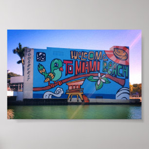 Affiche Bienvenue sur mesure à Miami Beach Florida Graffit