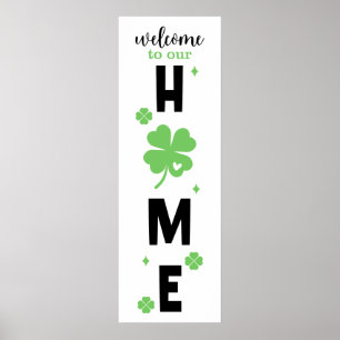Affiche Bienvenue sur notre panneau de trèfle de maison