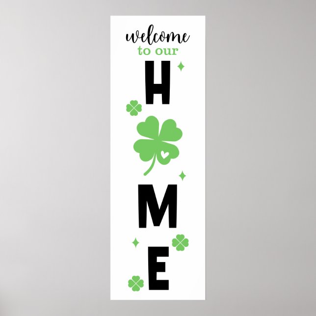 Affiche Bienvenue sur notre panneau de trèfle de maison (Devant)