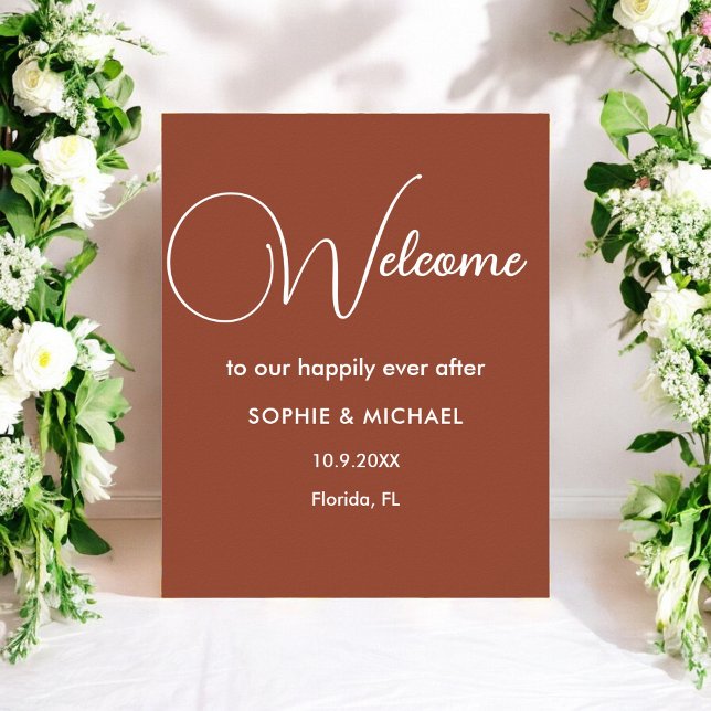 Affiche Bienvenue Terracotta Mariage Marron Blanc  (Créateur téléchargé)