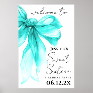 Affiche Bienvenue Turquoise Arc Coquette Script Sweet 16