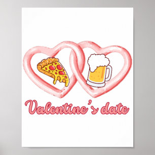 Affiche Bière à la pizza de Saint-Valentin
