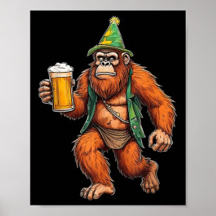 Affiche Bière allemande Bigfoot Sasquatch Lederhose drôle