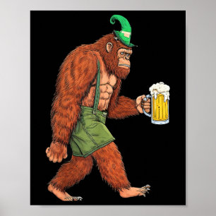 Affiche Bière allemande Bigfoot Sasquatch Lederhose Funny 