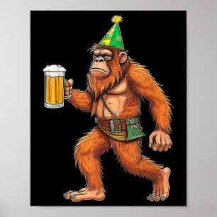 Affiche Bière allemande Bigfoot Sasquatch Lederhose Funny