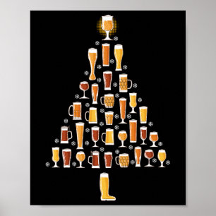 Affiche Bière Arbre de Noël Hommes Femmes Bière Noël laid