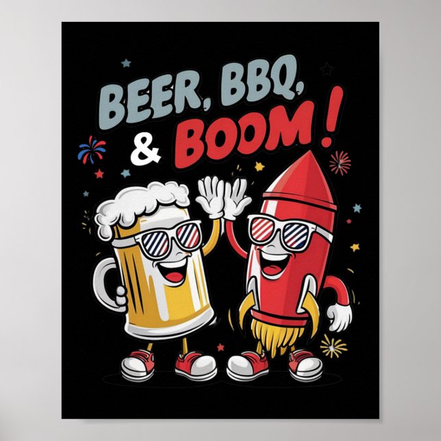 Affiche Bière Bbq Boom Funny Party (Devant)