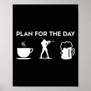 Affiche Bière biathlon biathloniste au café amusant