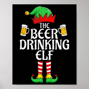 Affiche Bière Boire Elf Correspondant Famille Groupe Noël