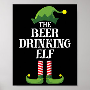 Affiche Bière Boire Elf Correspondant Famille Groupe Noël