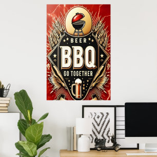 Affiche Bière et barbecue Ensemble