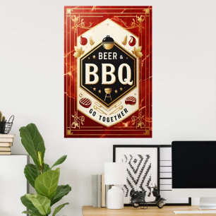 Affiche Bière et barbecue Ensemble