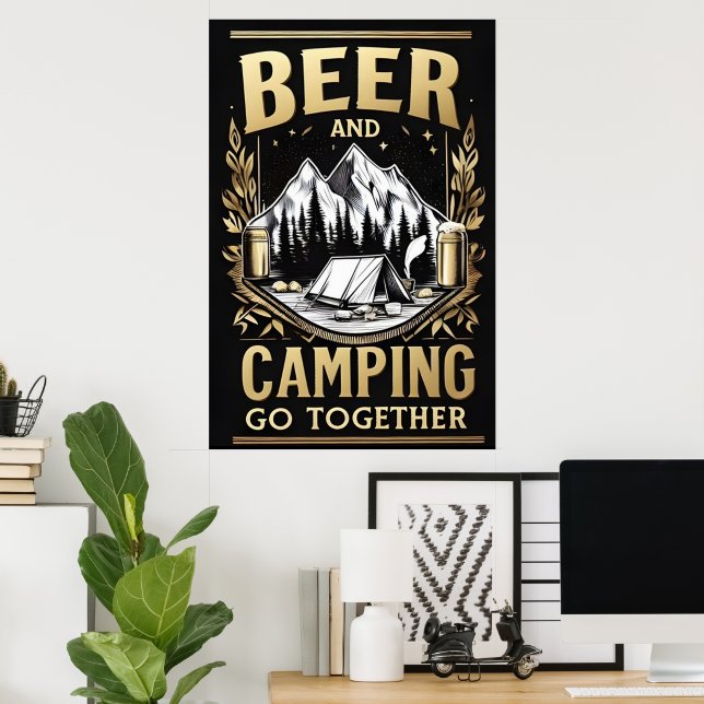 Affiche Bière Et Camping Ensemble (Bureau à domicile)