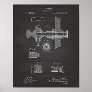 Affiche Bière Faucet 1876 Brevet Art Chalkboard