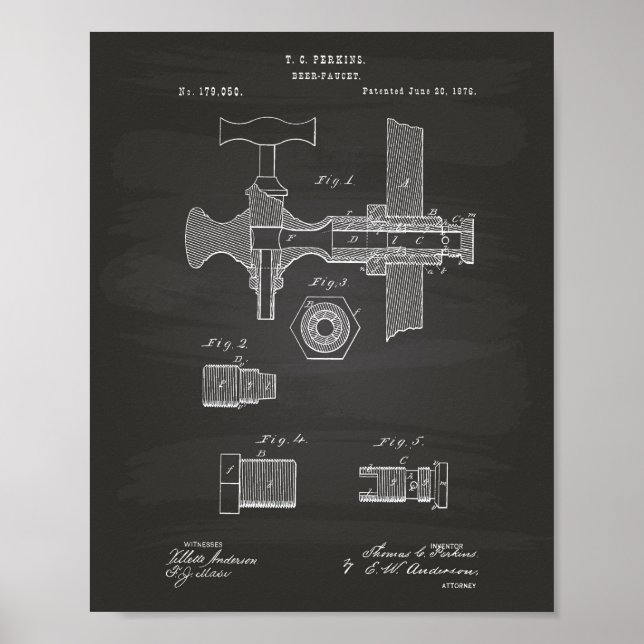 Affiche Bière Faucet 1876 Brevet Art Chalkboard (Devant)