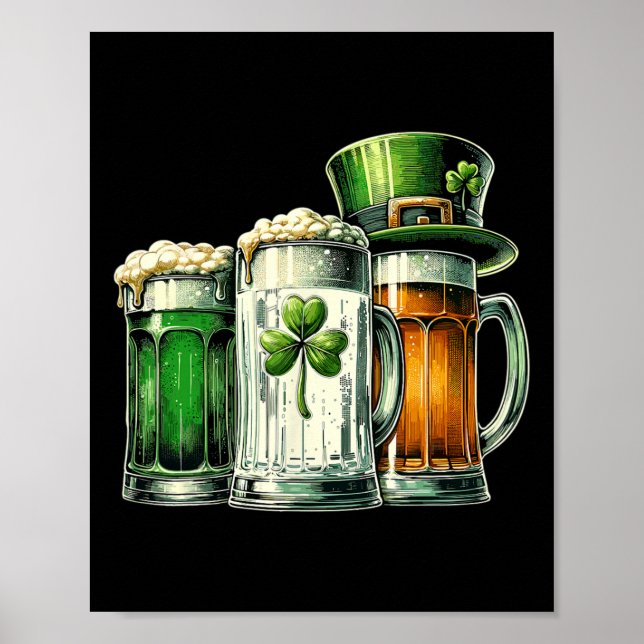 Affiche Bière irlandaise Drapeau de l'Irlande Fête de la S (Devant)