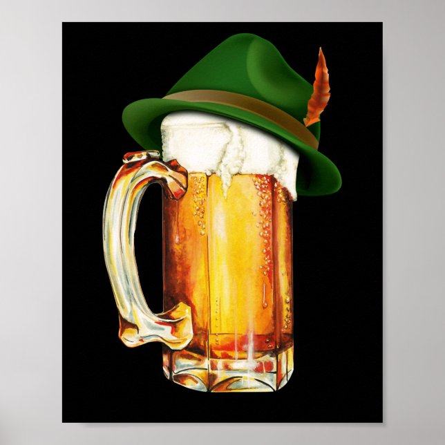 Affiche Bière Mug portant le Casquette allemand Oktoberfes (Devant)