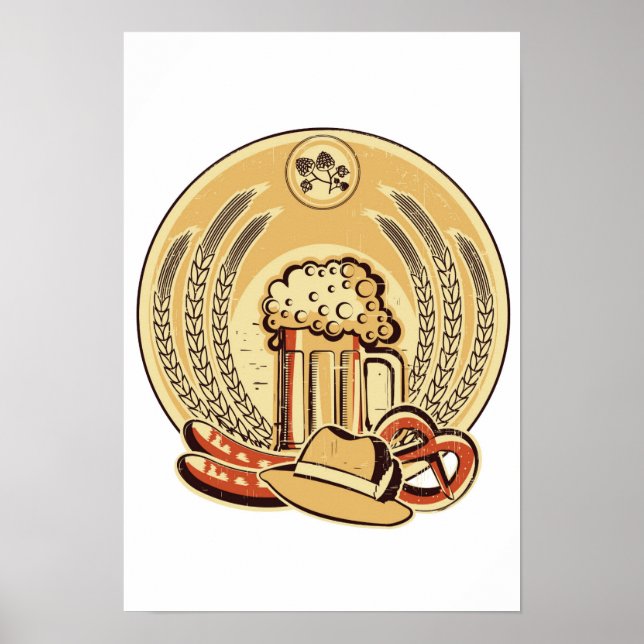 Affiche Bière Oktoberfest Étiquette Vintage Graphisme (Devant)