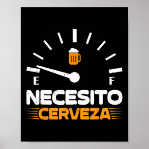 Affiche Bière Parti Mexicain Hommes Necesito Cerveza Cinco